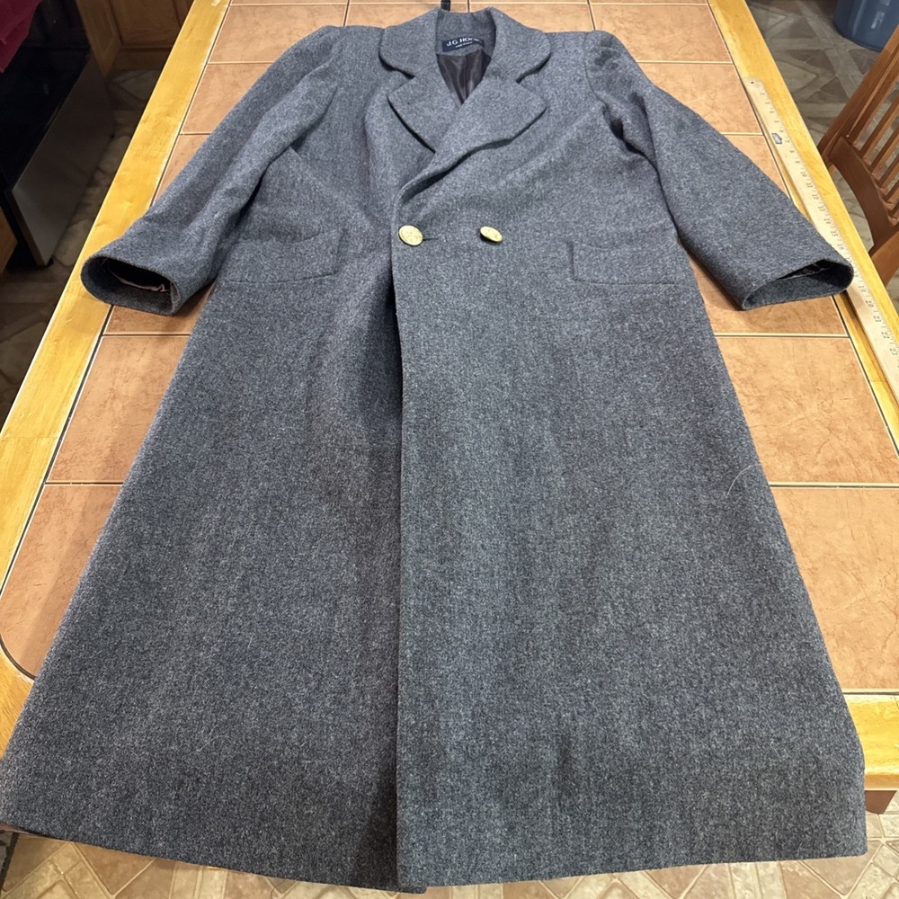 VTG J.G Hook Merino Wool Gray Flannel Double Breasted Coat Womans Sz 4 Union USA